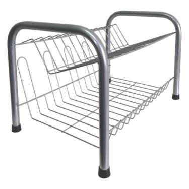 Imagem de Escorredor De Pratos/Louças Duplo Cromado Inox Cozinha(PRATA)