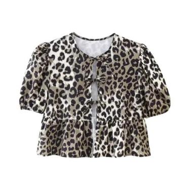 Imagem de Blusa Feminina Branca com Manga Bufante, Gola Redonda e Laço - Estilo 