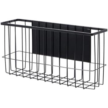 Imagem de Yeeco Organizador De Cesta Magnética, Suporte De Malha Preta, Prateleira Magnética Forte Para Geladeira, Refrigerador, Arquivo De Escritório, Folha Preta, 14,1 X 3,9 X 7 "Es