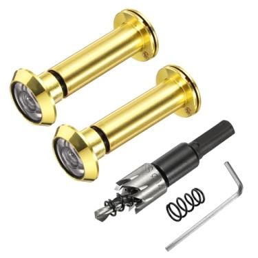 Imagem de PATIKIL Visualizador de porta de 9/40.6 cm, visor de porta de privacidade de cobre de 2 peças com capa de privacidade, 180 graus serve para porta de 1-3/20.3 cm a 2-3/20.3 cm com broca de 14 mm/0,55"