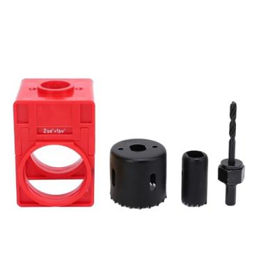 Imagem de CHEOTIME Kit de instalação de fechadura de porta 1-3/8-1-3/4 para portas de madeira com modelo guia, serra de furo de fechadura de porta, aço carbono (vermelho)