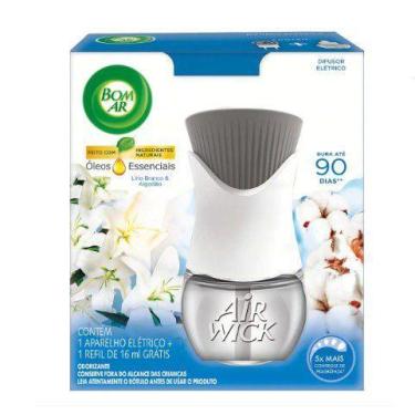 Imagem de Kit Difusor de Aromas Elétrico Bom Ar Lírio Branco & Algodão APARELHO 