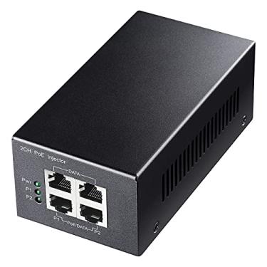 Imagem de Cudy Injetor PoE Gigabit de 2 canais, 10/100/1000 Mbps, 2 Gigabit de entrada, 2 saídas PoE, 2 adaptadores PoE de 30 watts, montagem na parede, em conformidade com 802.3at / 802.3af, 48V