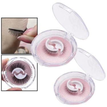 Imagem de Kit 2 Cílios Postiços Adesivo Volume Natural Reutilizáveis Artesanais 
