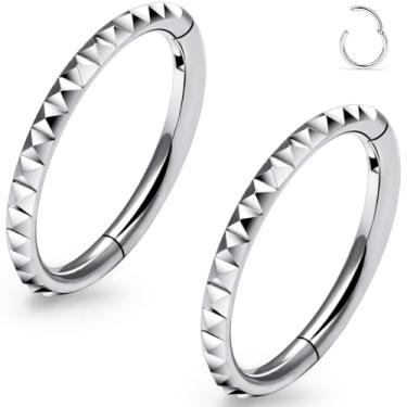 Imagem de Uzgtvy 20G 18G 16G Anéis de nariz de titânio argolas G23 anéis de nariz articulados septo clicker helix daith torre cartilagem tragus brincos segmento anel lábio piercing joias para mulheres homens 8