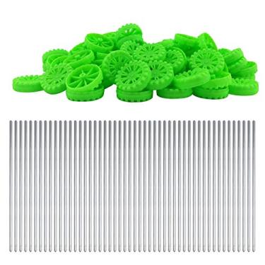 Imagem de EUDAX Rolo de plástico de 30 mm x 8 mm, eixo de 2 mm de diâmetro, eixo do brinquedo e eixo redondo de 2 mm x 100 mm para brinquedos de bricolage, carro, camião, barco, helicóptero (verde, 100