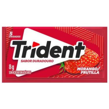 Imagem de Chiclete Trident Morango Sem Açúcar 8g - Embalagem com 5 Unidades