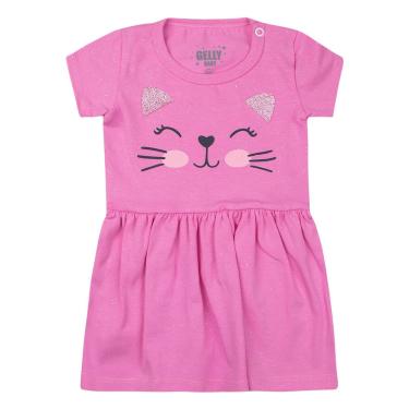 Imagem de Vestido Bebê Gatinha, Rosa, 3 a 6 Meses, Gaga Baby