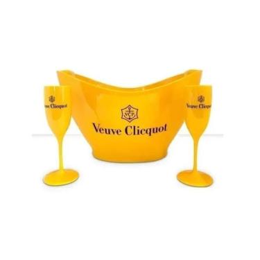 Imagem de Kit Champanheira Veuve Cliquot Acrílico + 2 Taças Espumante