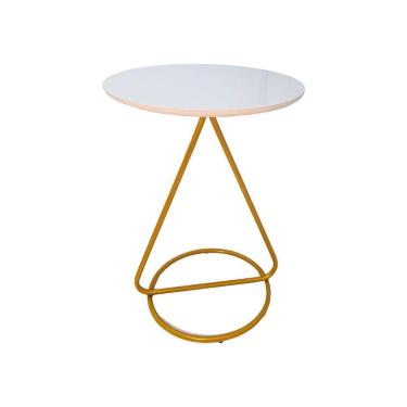 Imagem de Mesa De Centro Lateral Maria Base De Aço Industrial Moderna