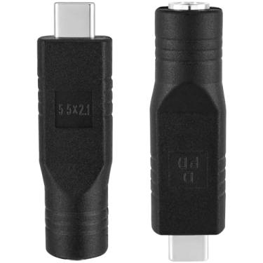 Imagem de Yeebline Adaptador USB C para CC 5521, pacote com 2 100 W PD DC 5,5 mm x 2,1 mm fêmea para USB tipo C macho conector de carregamento adaptador de carregador adequado para Starlink Mini (USB C macho