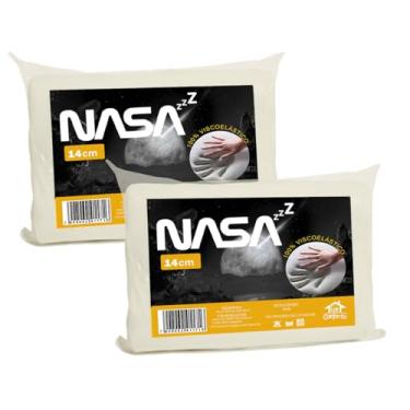 Imagem de Kit 2 Travesseiro Nasa 14cm Altura Espuma D40 Viscoelástico Nasa Zz Capa Com Zíper 100% Algodão 200 Fios - Lar Conforto…