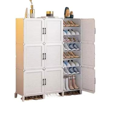 Imagem de 3FLQOOPP Sapateira prateleira de armazenamento de sapatos porta de casa armário de armazenamento à prova de poeira deuses da caixa de aluguel com armário de sapatos de plástico simples organizador de
