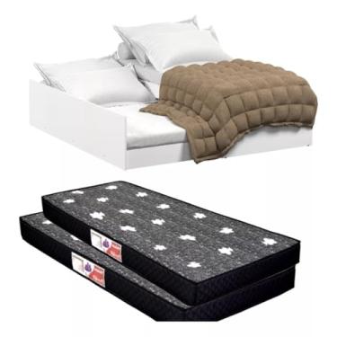 Imagem de Bicama Vira Casal Auxiliar Solteiro MDF Resistente Rodinhas 3 em 1