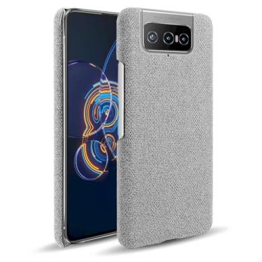 Imagem de Capa para ASUS Zenfone 8 Flip,Capa desenhada em lona,Case Protetora Ultrafina com Empunhadura Macia,Design em Tecido Antichoque e Antiarranhões-Light gray