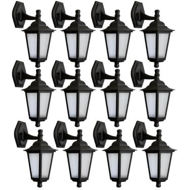 Imagem de Kit 12 Arandelas Coloniais Pretas Bivolt Luminárias de Parede Grega Jardim Pátio Dital