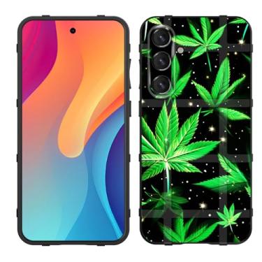Imagem de GFEWYTJYJ Capa para Galaxy A16 5G, capa protetora de borracha macia TPU flexível com absorção de choque para Samsung Galaxy A16 5G 6,7 polegadas 2024, folhas de maconha
