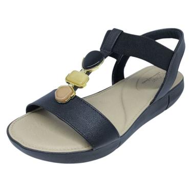 Imagem de Sandália Feminina Anabela Baixa Pedrarias Conforto Modare