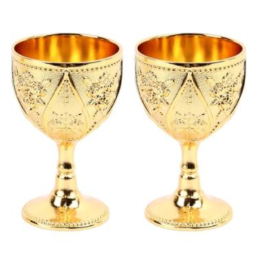 Imagem de MUNEFE Cálice de vinho vintage, copos retro em grau de liga de zinco, alívio do padrão de vinícola vintage para festa de rosa para casamentos de festa em casa (Dourado)