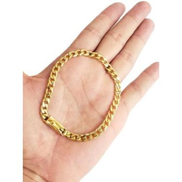 Imagem de Pulseira Pit Bull 6Mm Banhado A Ouro 18K Luxo Masculino - Mk Jóias