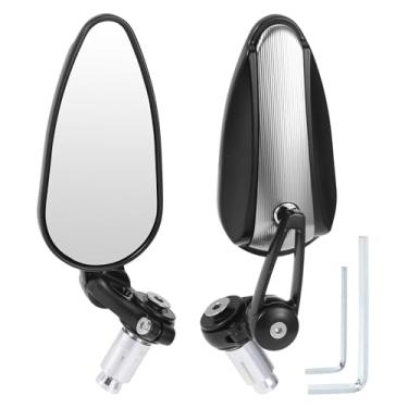 Imagem de Partuto 1 par de espelhos retrovisores de motocicleta universal de liga de alumínio branco espelho retrovisor lateral prateado oco tipo alça curta