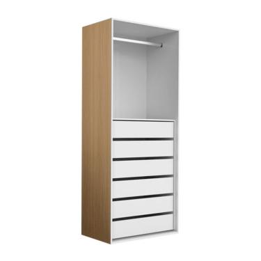 Imagem de Guarda-Roupa Modulado New Tuyo 6 Gavetas e 1 Cabideiro Branco 90 cm