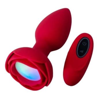 Imagem de Plug Anal De Silicone Formato De Flor Com Led 10 Modos De Vibração E Rotação Para Prazer Intenso