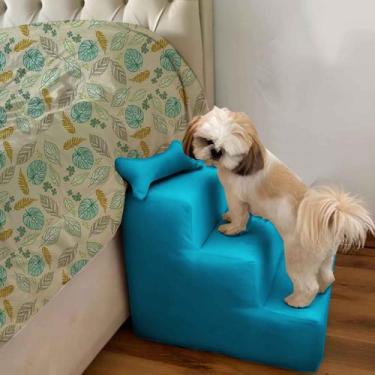 Imagem de Escada escadinha para Pet 3 Degraus Osso Suede Teddy  - Silverio Decor
