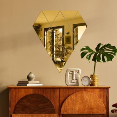 Imagem de Espelho Decorativo Formas Geométricas Dourado - Inove Papéis de Parede
