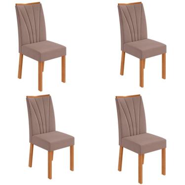 Imagem de Conjunto com 4 Cadeiras Apogeu Suede Bege e Amêndoa