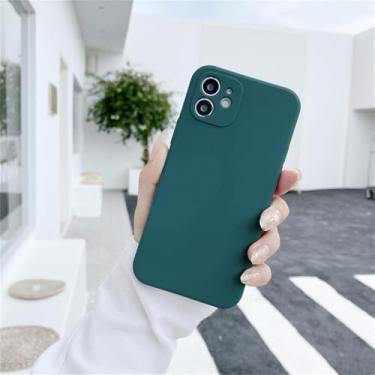 Imagem de Capa de silicone líquido para celular Xiaomi Redmi Note 12 12S 7 8 8T 9 9S 9T 10 10S 10T Pro Max, capa macia e fina em cores doces, verde escuro, para Redmi Note 7 Pro