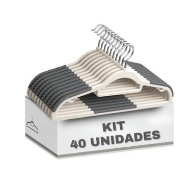 Imagem de Kit Cabides Adulto Antideslizante para Roupas Tok Gancho 360º Reforçado Resistente (40)