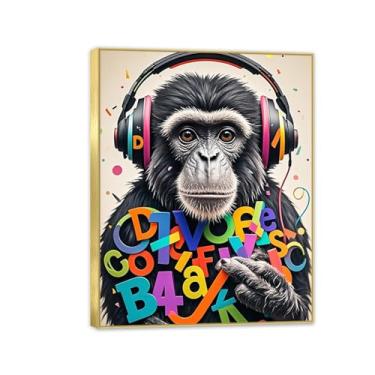 Imagem de Macaco gorila animal pintura inspiradora imagens pôsteres impressões arte macaco grafite imagem pintura banksy lona arte de parede para sala de estar escritório decoração de parede 40 x 30 cm (16 x 12