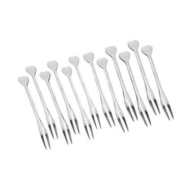 Imagem de Mini Garfos Para Petiscos Em Aço Inox Coração Com 30 Peças - Unyhome