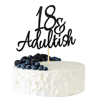 Imagem de Arthsdite Topo de bolo para 18 anos e adultos, palito de bolo de 18 anos e adultos, decoração de bolo de aniversário de 18 anos, suprimentos de decoração de festa de feliz aniversário de 18 anos