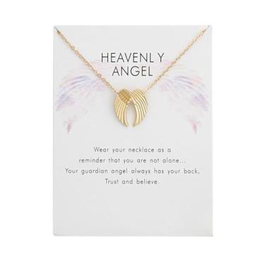 Imagem de coadipress Colar de asas de anjo delicado minimalista pequeno abraço do céu colar de asas de anjo presente para mulheres Guardian Angel Sympathy Condolence Gift for Loss Mom Dad, Middle, Liga de aço