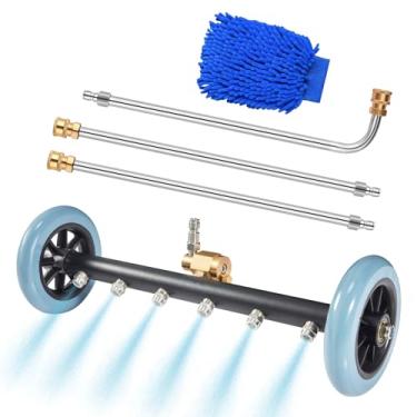 Imagem de Acessório de lavadora de pressão de material rodante com 6 bocais - vassoura de água de 40,6 cm para limpeza de lavadora de pressão com 3 varinhas de extensão, lavadora elétrica de 5000 PSI para