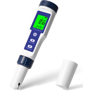 Imagem de Testador de sal de piscina, testador digital de piscina de água salgada e testador de ph, testador de sal para piscina de água salgada, testador digital de salinidade para água, temperatura de pH de