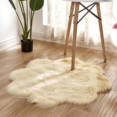 Imagem de Tapete Pelego Pelo Alto (100x100) cm Luxo Para Foto Decoração Flor (Bege)