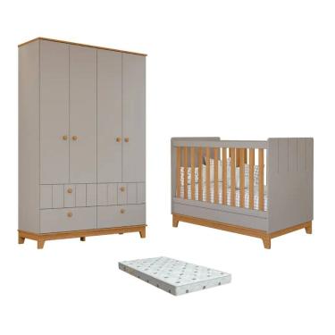 Imagem de Quarto Bebe Berço e Guarda Roupa Dorabelly Bis com Colchão