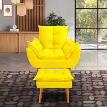 Imagem de kit 1 poltrona Emily +puff descanso para os pés (amarelo)