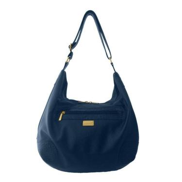 Imagem de Bolsa Saco Topgrife Meia Lua Couro Azul Marinho