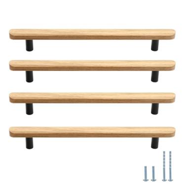 Imagem de Evionlin Puxador de armário de cozinha quadrado simples de 16 cm Puxador de porta de armário de cozinha de carvalho 10 peças