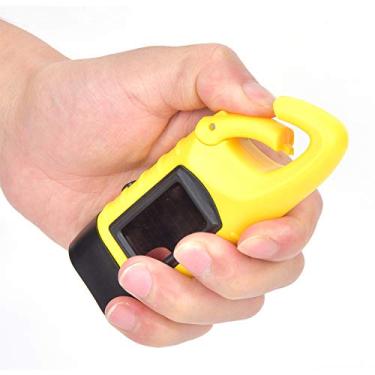 Imagem de Lanterna de manivela movida a energia solar, AT5503 Lanterna de manivela solar portátil de plástico ABS recarregável de emergência para escalada, acampamento, exterior (amarelo)