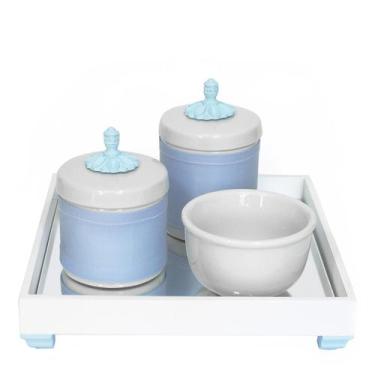 Imagem de Kit Higiene Bebê Potes Porcelanas Molhadeira Provençal ul - Potinho de