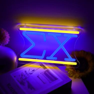Imagem de AGJKSGH Sigima Chi Neon Sigima Sinais de néon Fraternidade, Sinais com Logotipo EX Luzes com USB Power e Regulável, Parafernália Presentes de Fraternidade para Mulheres, Decoração de Festa de
