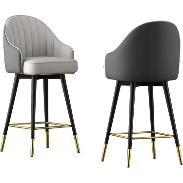 Imagem de Conjunto De 2 Bancos De Bar Ergonômicos, Bancos De Bar Estofados Com Pernas Cromadas Pretas, Bancos De Bar Giratórios De Couro, Cadeiras De Bar De Altura De Balcão, B, 75CM