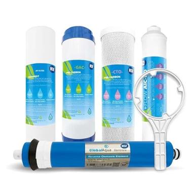Imagem de Cartucho de substituição de filtros de água RO para 5 estágios com membrana RO de 75 GPD certificada NSF sistemas de osmose reversa de filtragem segura de água potável