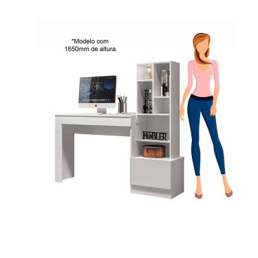 Imagem de 	Escrivaninha Lion com Nichos Para quarto ou Escritório Branco - Mobler
