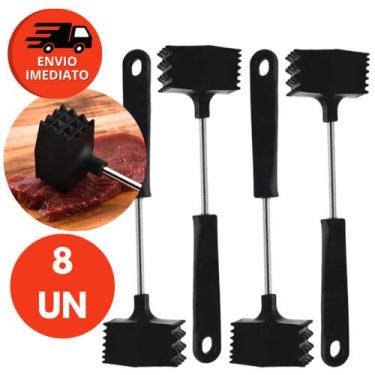 Imagem de Martelo Amaciador Carne Batedor Duplo Aço Inox Cabo Plástico 25cm Cozi